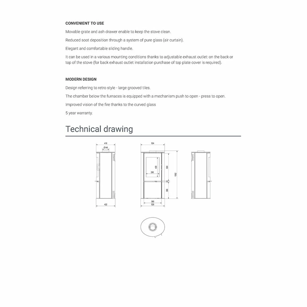 Ενεργειακή σόμπα ξύλου με κόκκινη κεραμική επένδυση KRATKI KOZA/AB/S/KAFEL/CZERWONY 8KW / 50-70m2 6 Ενεργειακή σόμπα ξύλου με κόκκινη κεραμική επένδυση KRATKI KOZA/AB/S/KAFEL/CZERWONY 8KW / 50-70m2 - Image 6
