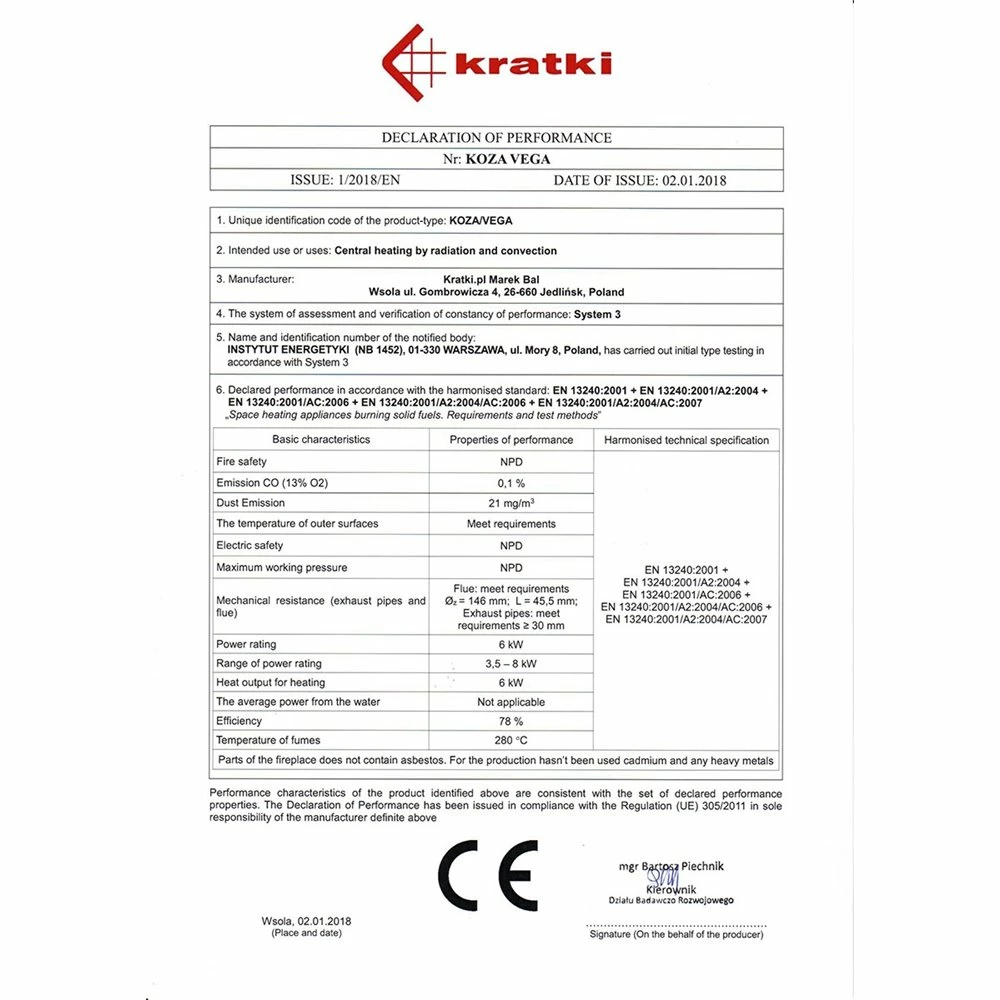 Ενεργειακή σόμπα ξύλου KRATKI KOZA/VEGA/130 7KW / 50-70m2 6 Ενεργειακή σόμπα ξύλου KRATKI KOZA/VEGA/130 7KW / 50-70m2 - Image 6