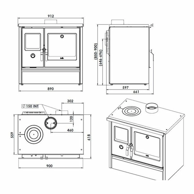 Ενεργειακή σόμπα ξύλου με φούρνο DEVILLE MELISSE 90 9 Kw Λευκή 2 Ενεργειακή σόμπα ξύλου με φούρνο DEVILLE MELISSE 90 9 Kw Λευκή - Image 2