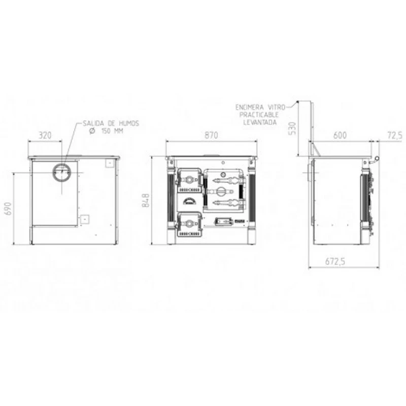 Ενεργειακή σόμπα ξύλου με φούρνο HERGOM L - 07 CH Vitro 11,1 Kw Bronze 2 Ενεργειακή σόμπα ξύλου με φούρνο HERGOM L - 07 CH Vitro 11,1 Kw Bronze - Image 2