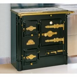 Ενεργειακή σόμπα ξύλου με φούρνο HERGOM L - 07 CH Vitro 11,1 Kw Bronze