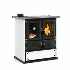 Extraflame Ενεργειακή σόμπα ξύλου με φούρνο LA NORDICA ROSETTA SINISTRA BII STEEL 7,3 KW STIPPLED WHITE